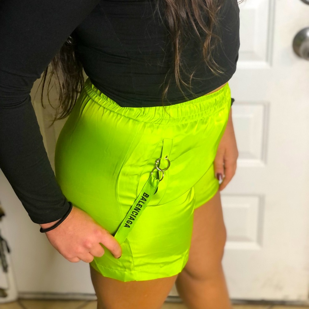 Balenciaga lime green flight shorts